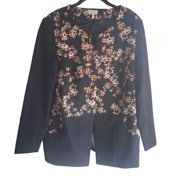 LOGO by Lori Goldstein Jackets & Blazers - Floral Quilted Long Blazer LOGO Lori Goldstein Size 12 Business Casual Career